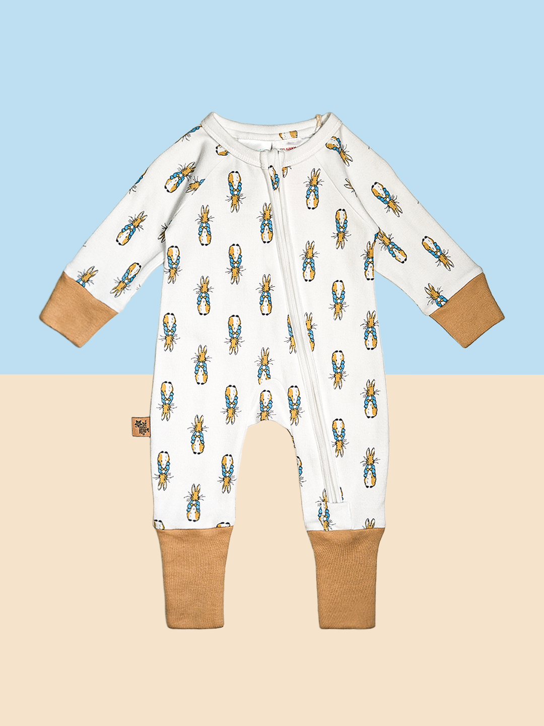 An image of the Blade & Rose Peter Rabbit Neutral Zip Up Romper