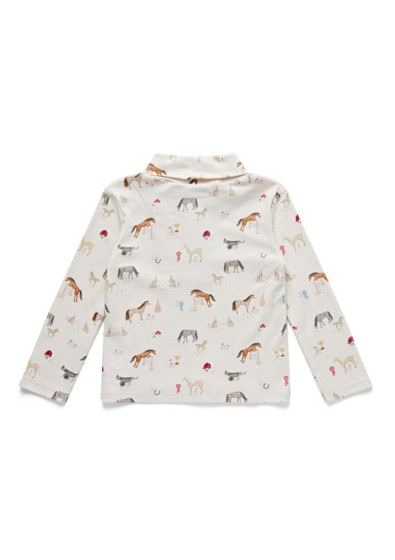An image of the Eleanor Charles Pony Print Roll Neck
