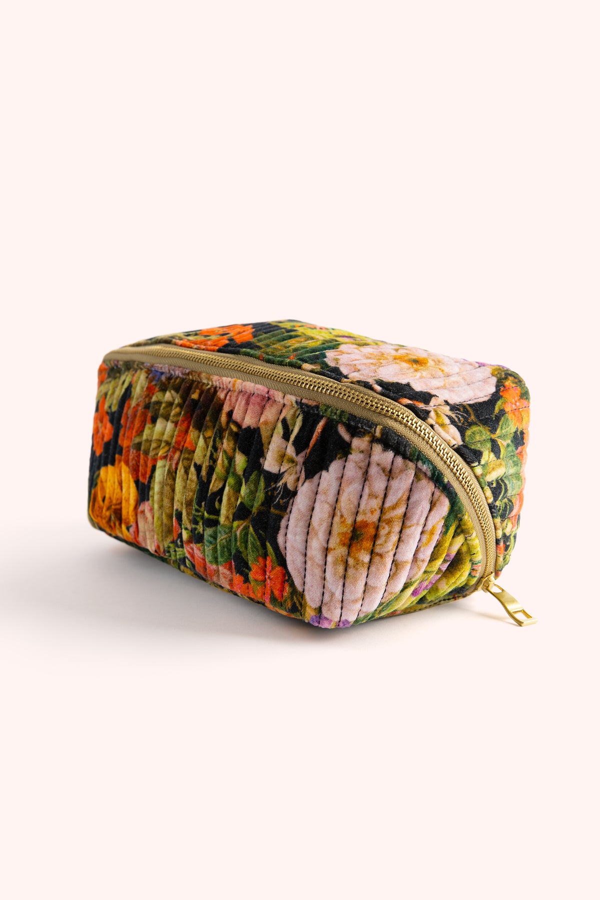 An image of the Powder Quilted Make Up Bag - Midnight Posy