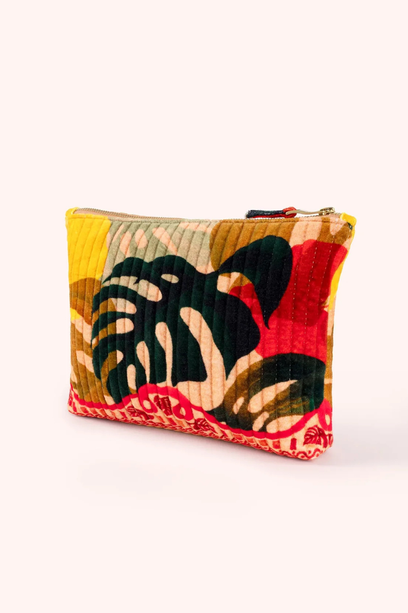 An image of the Powder Quilted Velvet Zip Pouch