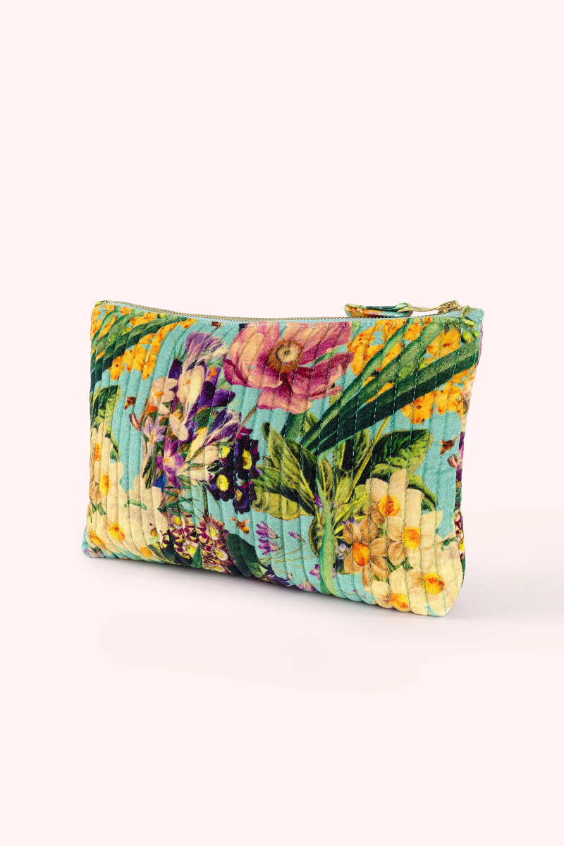 An image of the Powder Quilted Velvet Zip Pouch