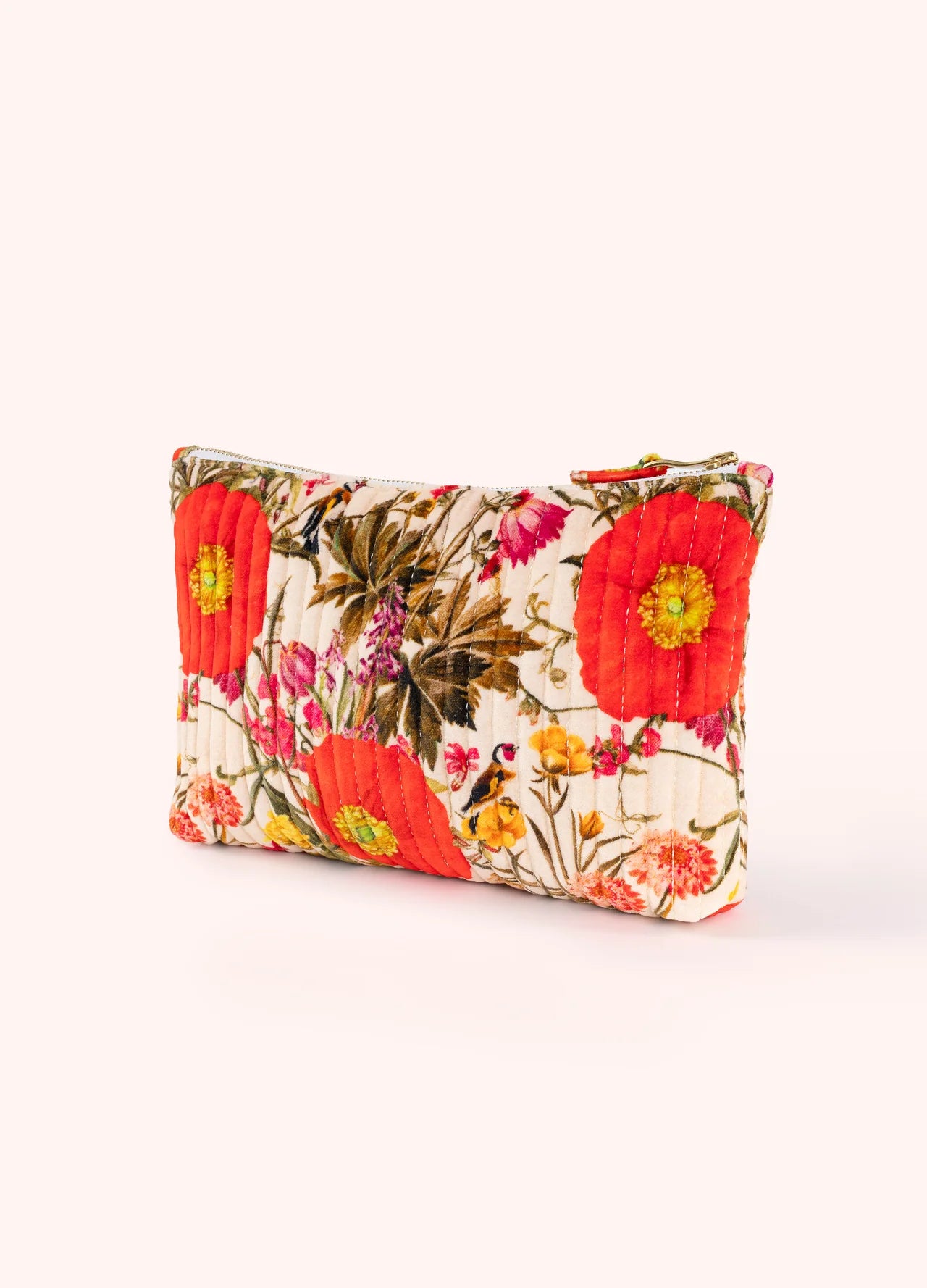 Quilted Velvet Zip Pouch