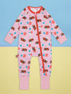 An image of the Blade & Rose Bonnie Highland Cow Zip Up Romper
