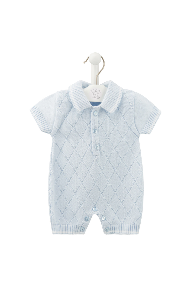 Diamond Knit Romper With Collar