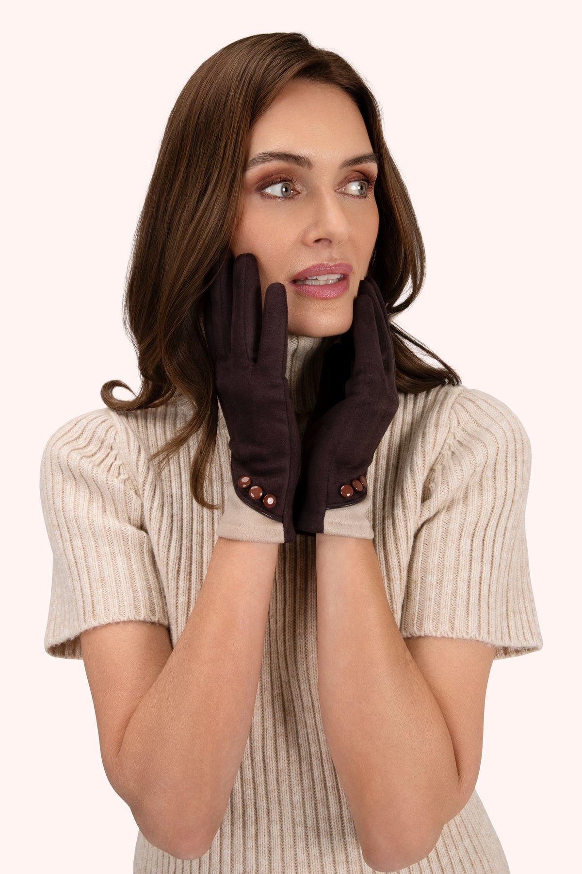An image of the Powder Rowan Faux Suede Gloves Navy/Ice