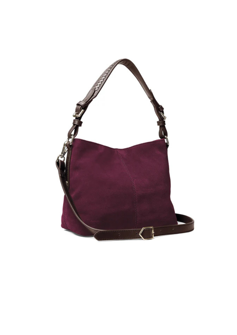 An image of the Fairfax & Favor Mini Tetbury Handbag Elderberry Suede