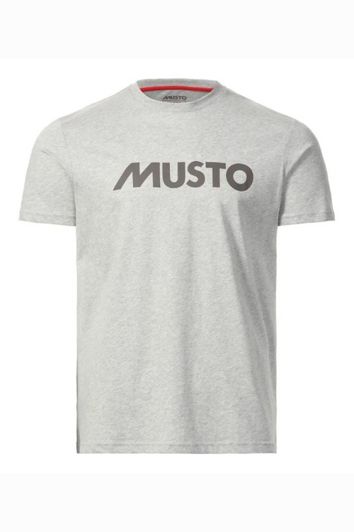 Musto Logo Tee. A short sleeve T-shirt with Musto logo on the chest and round neckline, in the colour grey.