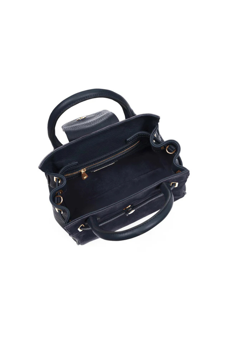 An image of the Fairfax & Favor Fairfax & Favor Mini Windsor Handbag Tan/Navy Suede