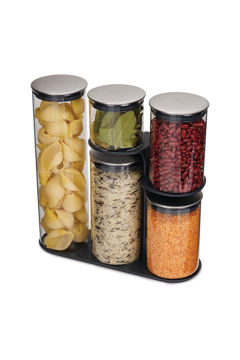 Podium 100 5-piece Glass Storage Jar Set with Stand