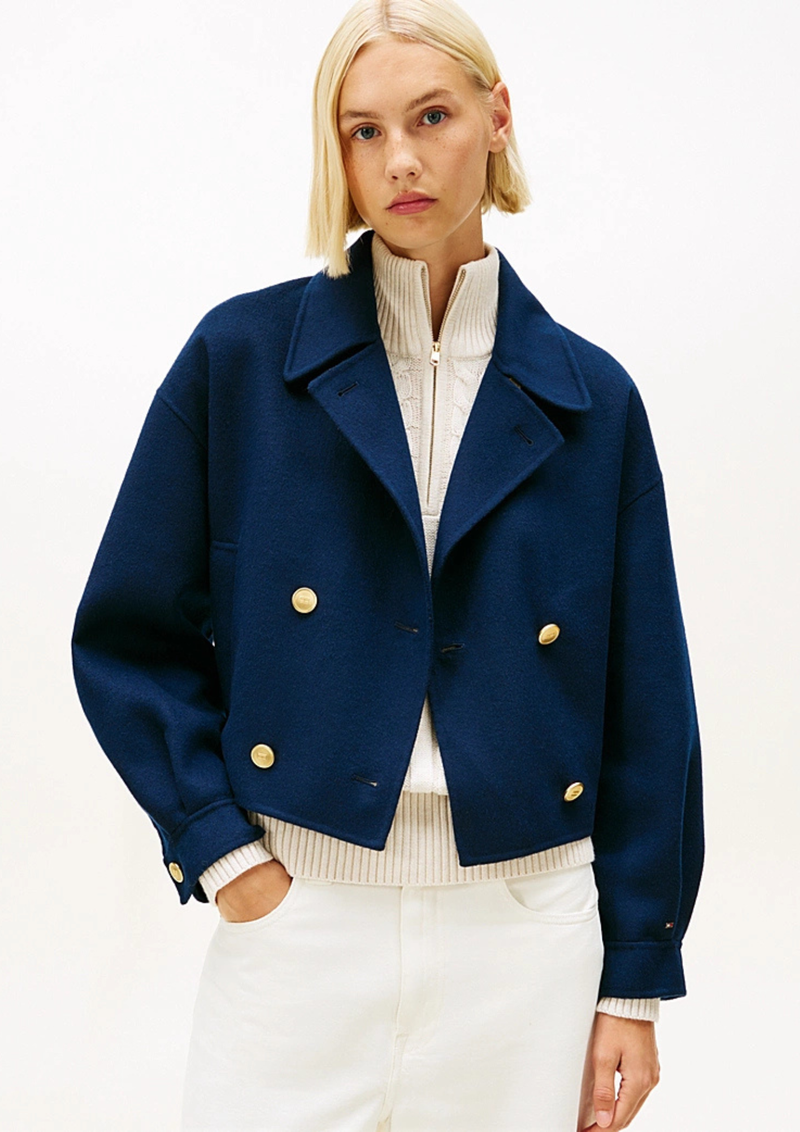 An image of the Tommy Hilfiger Gold Button Peacoat