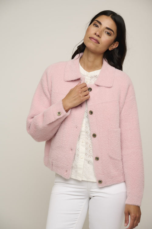 An image of the Rino & Pelle Bubbly Jacket in the colour Rose on model.