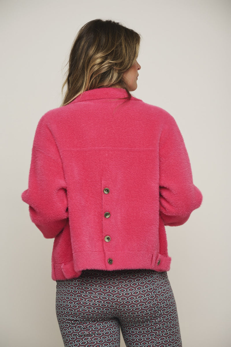 An image of the Rino & Pelle Bubbly Jacket in the colour Lip Gloss on model.