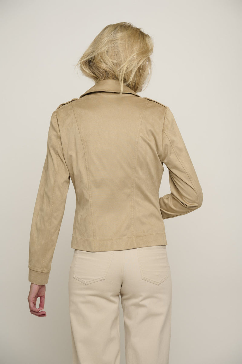 An image of the Rino & Pelle Mosha jacket in the colour sand on model