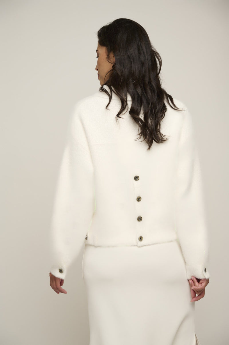 An image of the Rino & Pelle Bubbly Jacket in the colour Snow White on model.