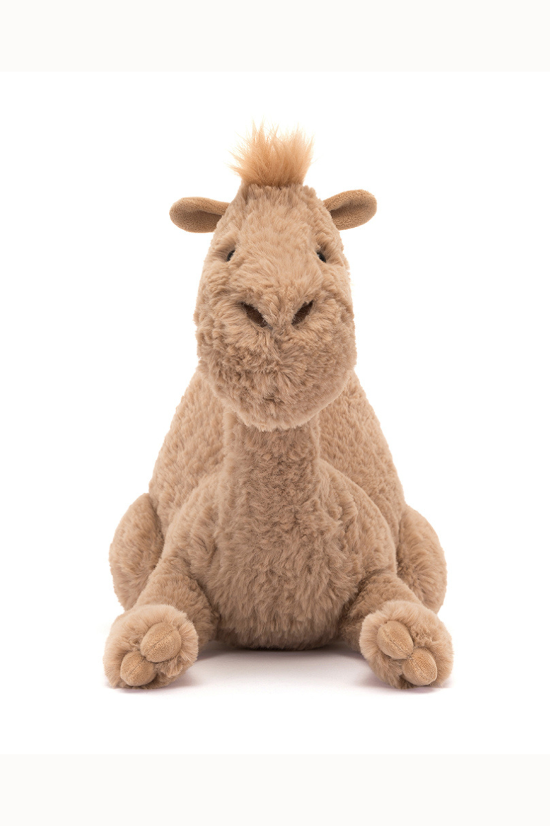 Jellycat Richie Dromedary. A soft toy camel with soft brown fur.