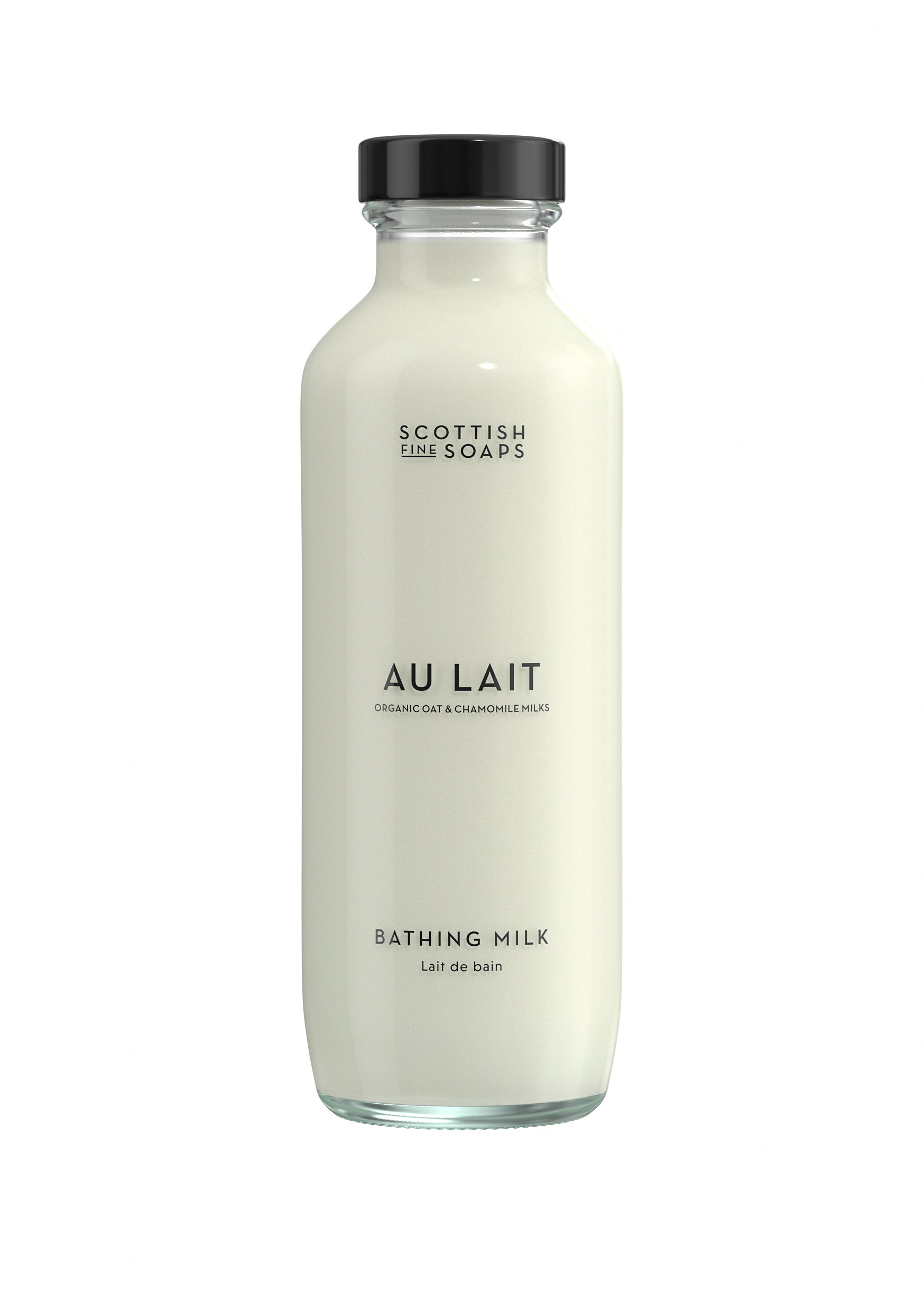 An image of the Scottish Fine Soaps Au Lait Bathing Milk 440ml Glass Bottle
