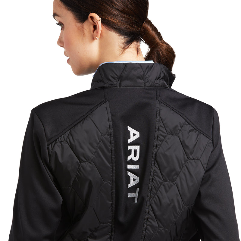 An image of a female model wearing the Ariat Fusion Insulated Jacket in the colour Black.