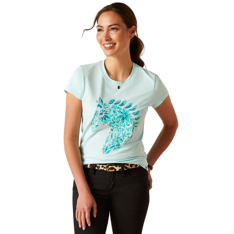 An image of the Ariat Floral Mosaic T-Shirt in the colour Plume.