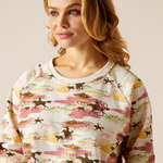 An image of a model in the Ariat Hawaiian Sweatshirt in the colour Hawaiian Print.
