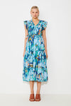 An image of the Suncoo Calipso Print Tiered Midi Dress