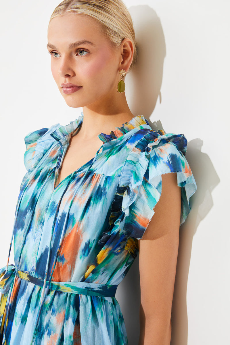 An image of the Suncoo Calipso Print Tiered Midi Dress