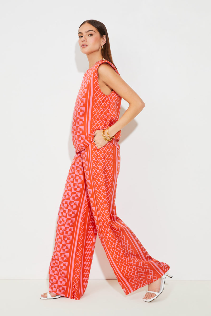 An image of the Suncoo Jairo Sun Print Wide-Leg Pants