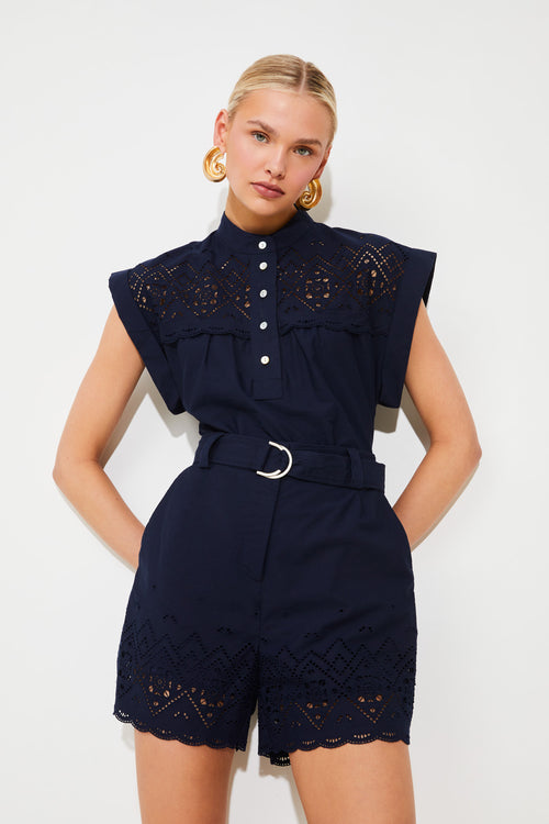 An image of the Suncoo Bianca Embroidered High-Waisted Shorts