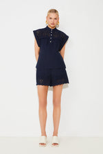 An image of the Suncoo Bianca Embroidered High-Waisted Shorts