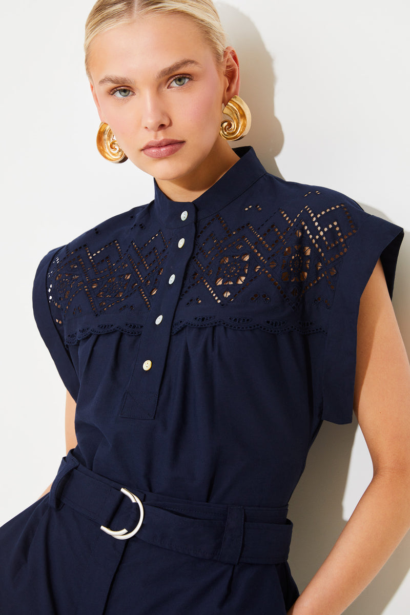 An image of the Suncoo Ludy Embroidered Blouse with Buttons