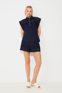 An image of the Suncoo Ludy Embroidered Blouse with Buttons