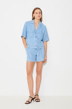 An image of the Suncoo Kiki Denim Paper Bag Shorts