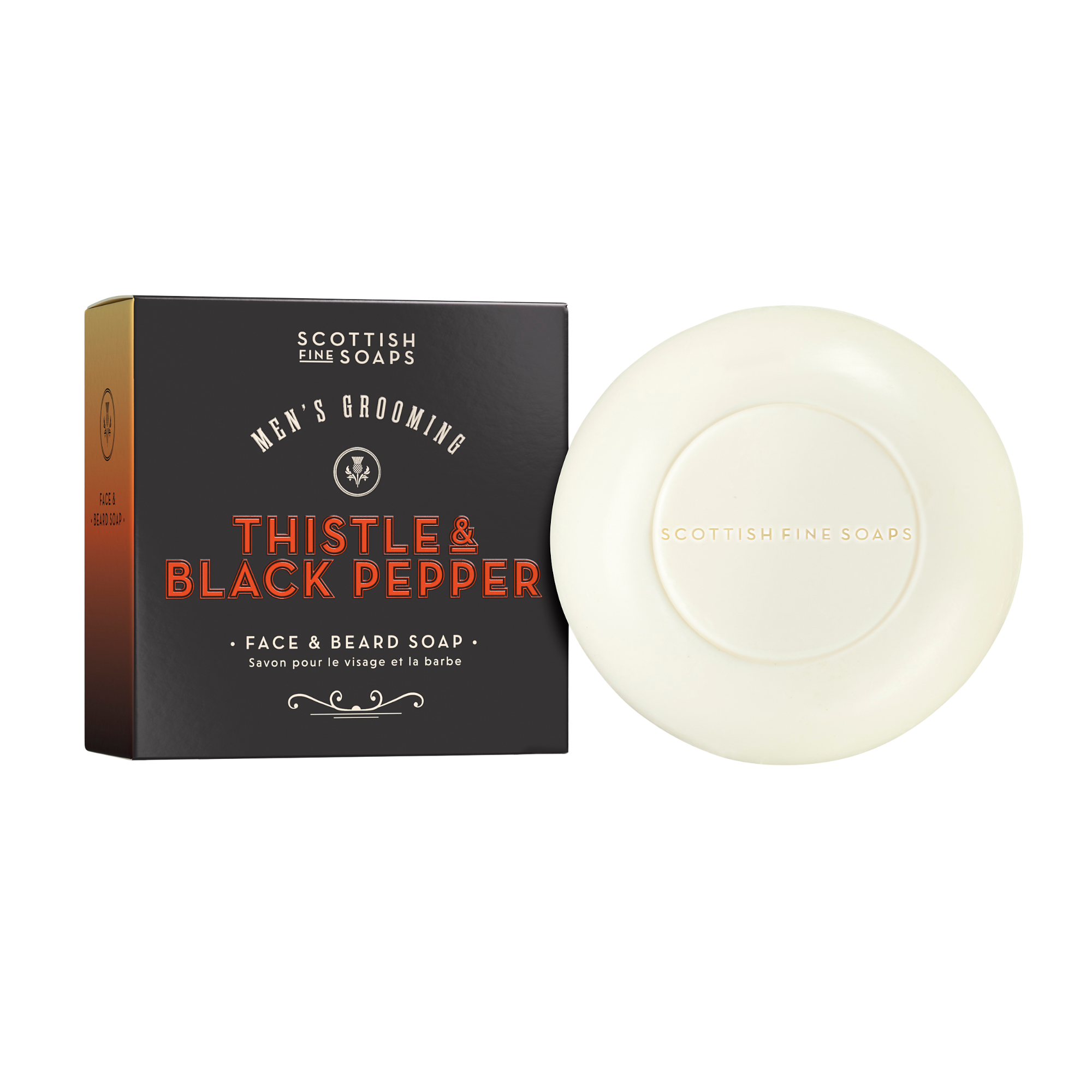 An image of the Scottish Fine Soaps Men's Grooming Face & Beard Soap 100g in Carton