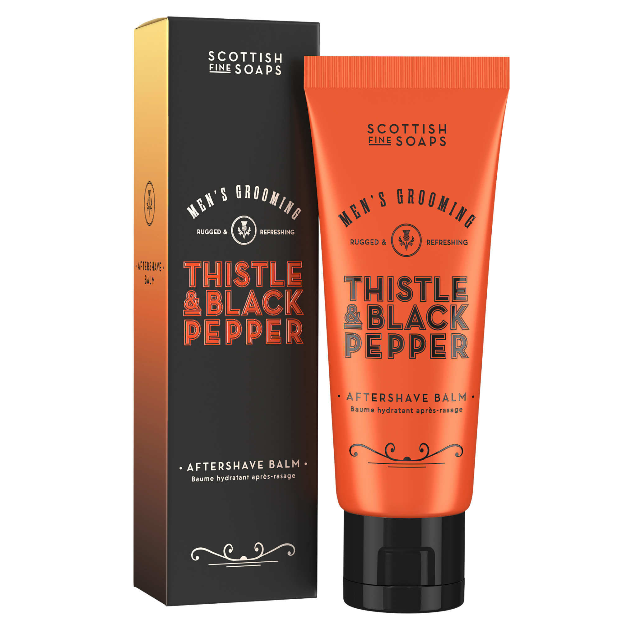 An image of the Scottish Fine Soaps Men's Grooming Aftershave Balm 75ml Tube in Carton