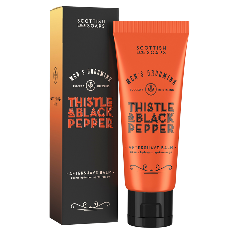 An image of the Scottish Fine Soaps Men's Grooming Aftershave Balm 75ml Tube in Carton