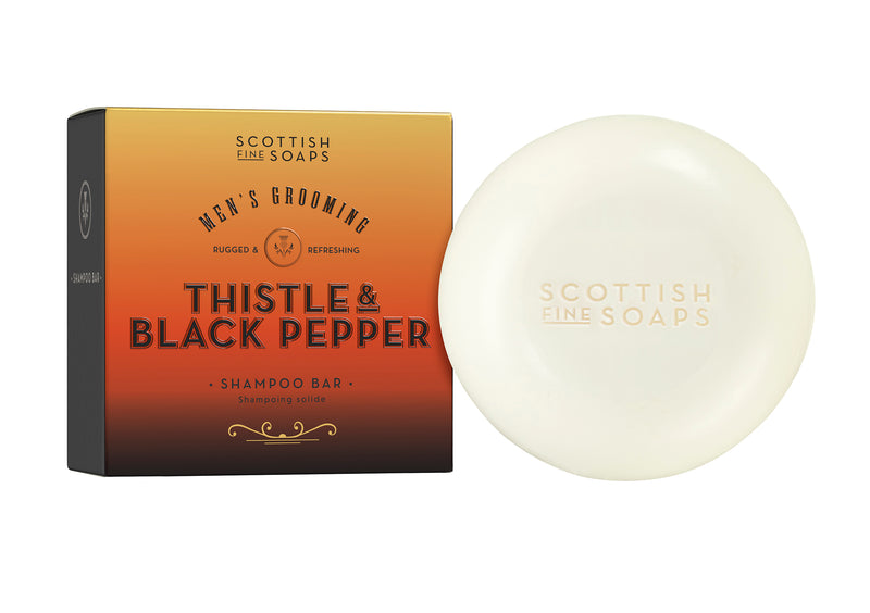 An image of the Scottish Fine Soaps Men's Grooming Shampoo Bar 100g in Carton