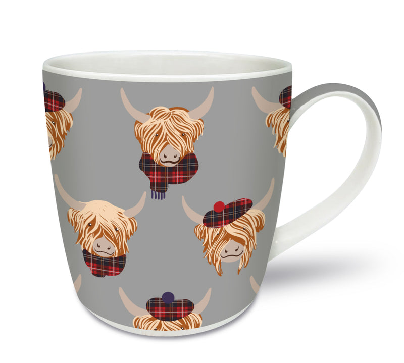 An image of the Smiling Faces Tartan Highland Cows - Mug