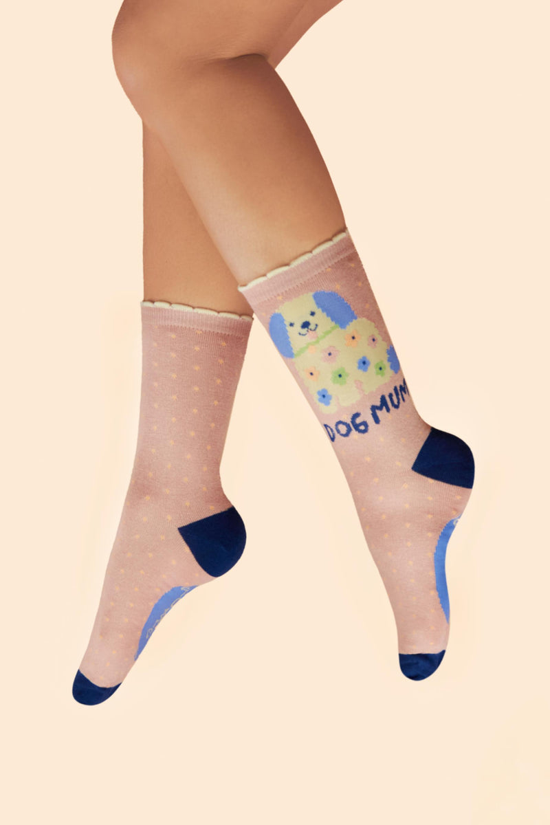 An image of the Powder Dog Mum Ankle Socks - Petal