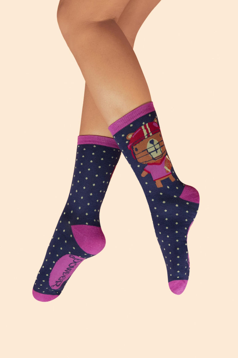 An image of the Powder Powder Quarterback Ladies Ankle Socks - Navy