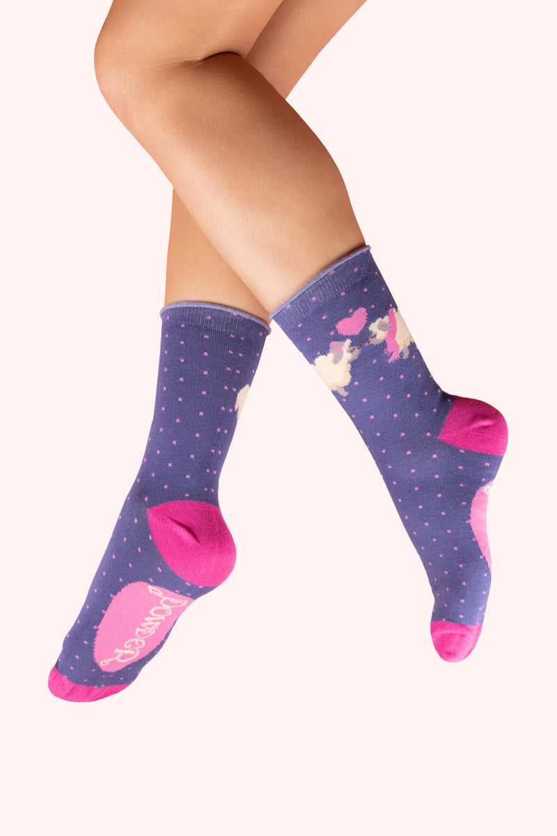 An image of the Powder Love-ly Sheep Ankle Socks