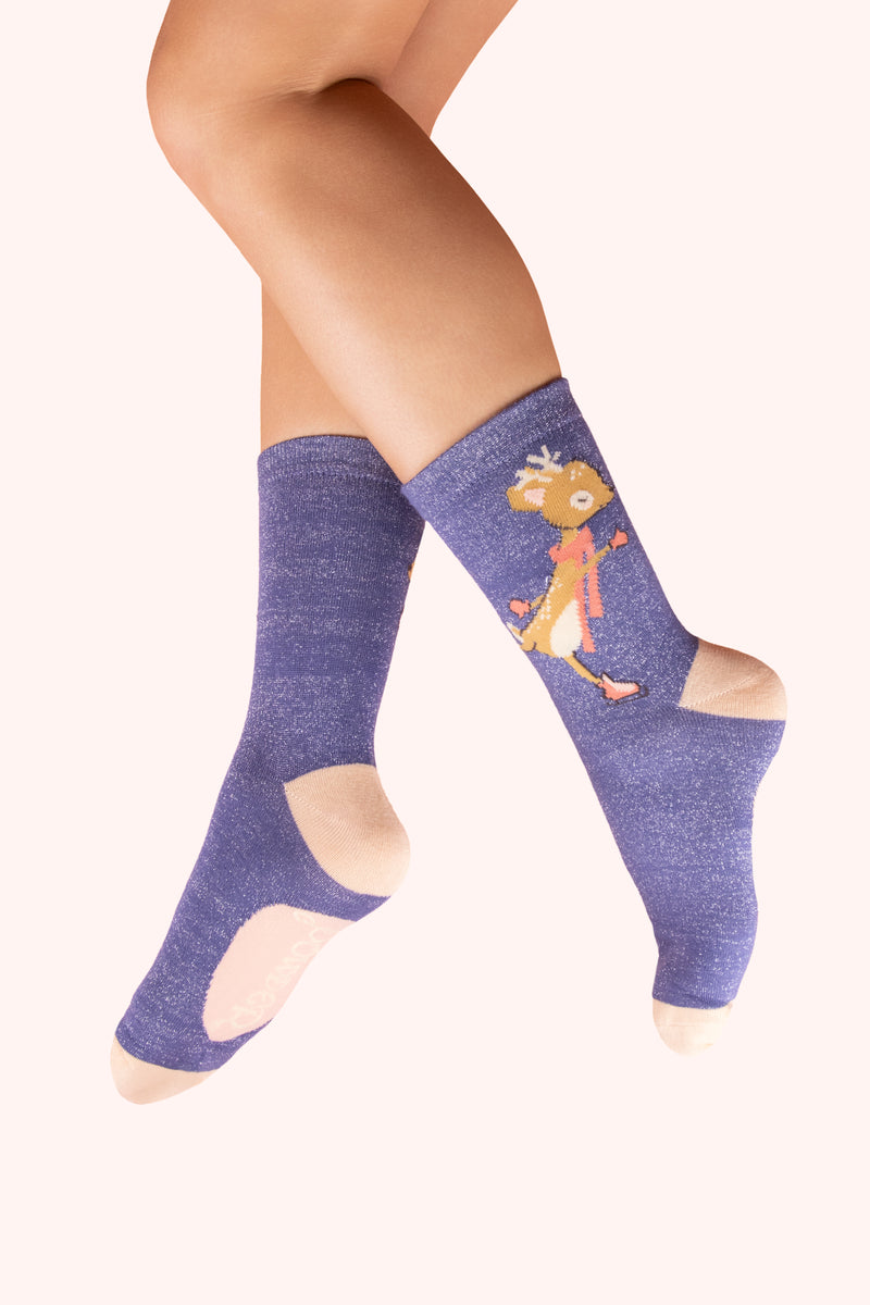 An image of the Powder Skating Deer Ankle Socks