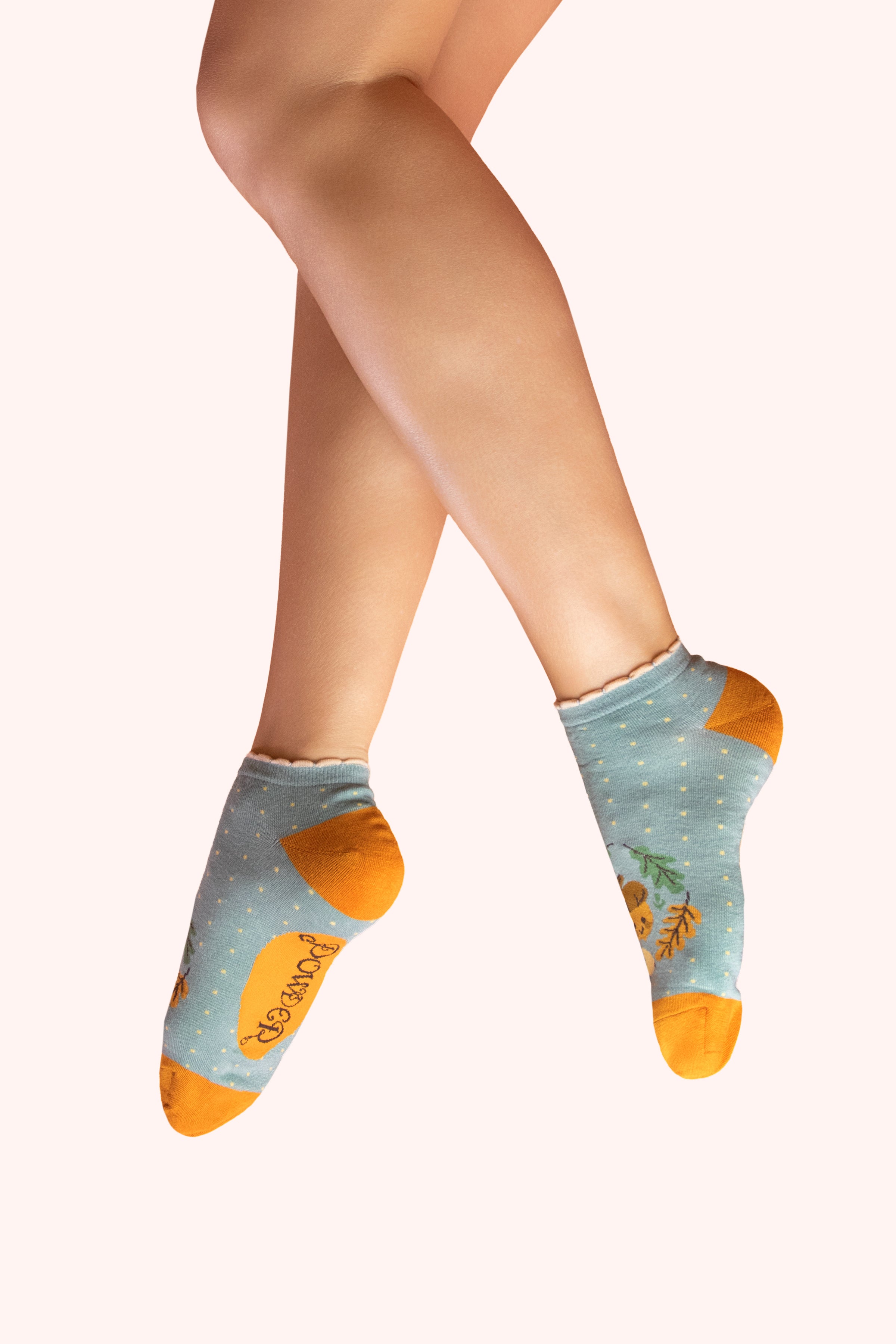 An image of the Powder Happy Acorn Trainer Socks - Ice