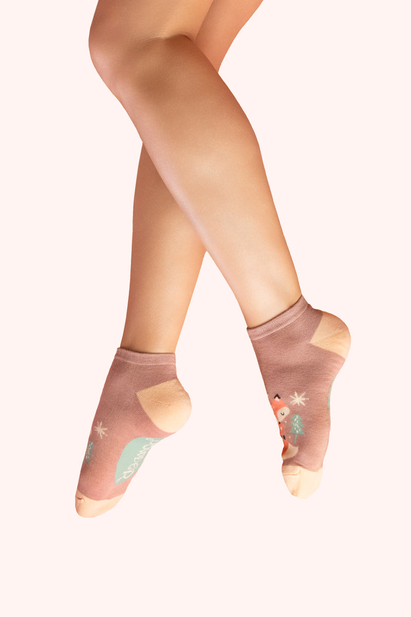 An image of the Powder Scandi Fox Trainer Socks - Mocca