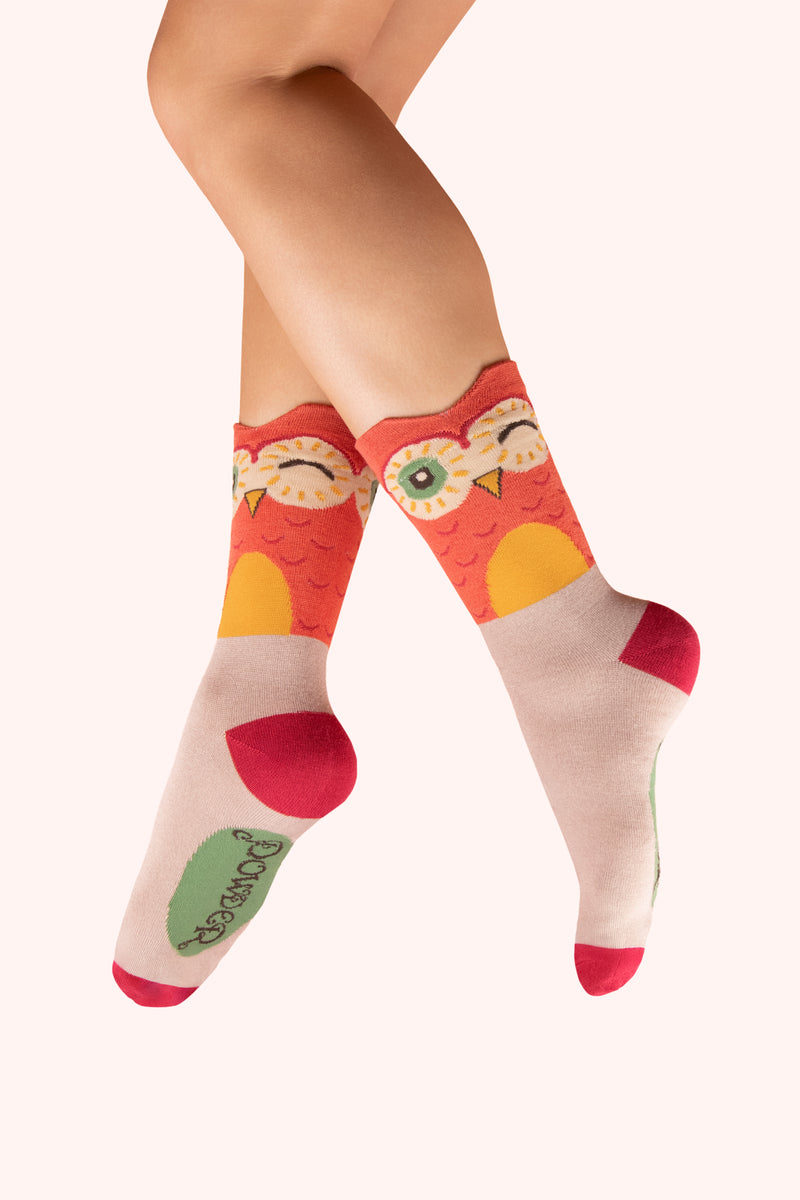 An image of the Powder Owl Character Ankle Socks