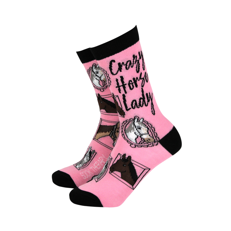 An image of the Smiling Faces Crazy Horse Lady - Bamboo Socks