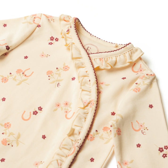 An image of the Eleanor Charles The Horseshoe Floral Print Frill Romper
