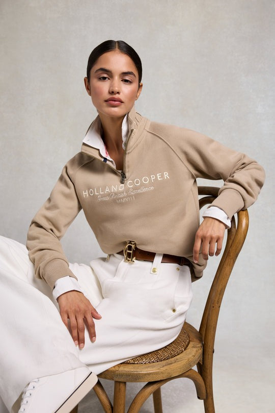 An image of the Holland Cooper Sporting Goods Zip Henley