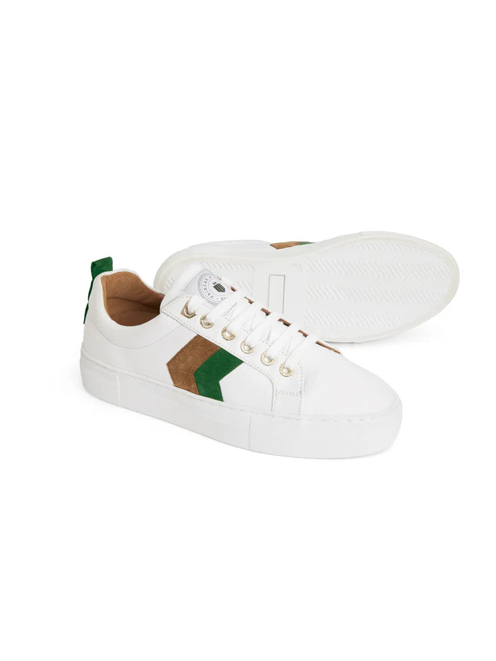 Fairfax & Favor Platform Alexandra Trainer Clover Green/Tan