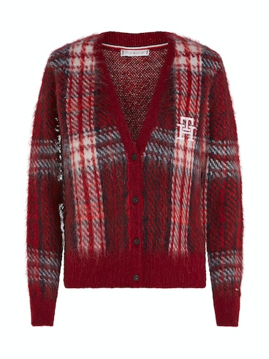An image of the Tommy Hilfiger Tartan Check V-Neck Cardi
