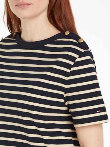An image of the Tommy Hilfiger Stripe Boat Neck Relaxed T-Shirt