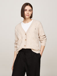 An image of the Tommy Hilfiger Pure Wool Oversized V-Neck Cardigan